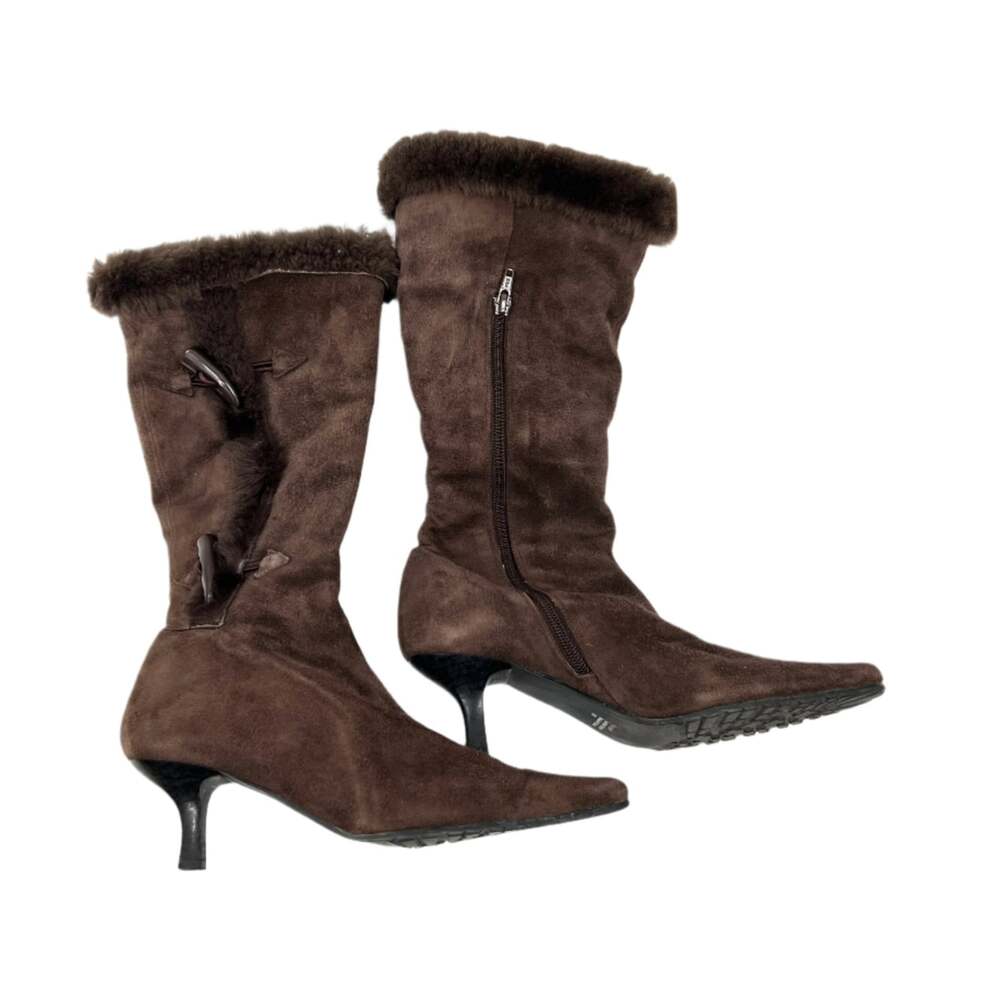 J. Renee Y2K Suede Fur Lined Pointy Boots